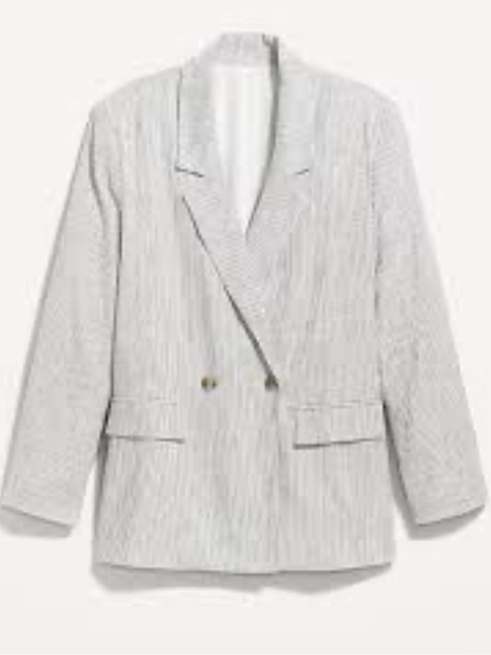 Old Navy Striped Double-Breasted Linen-Blend Blazer Size L Charcoal Stripe